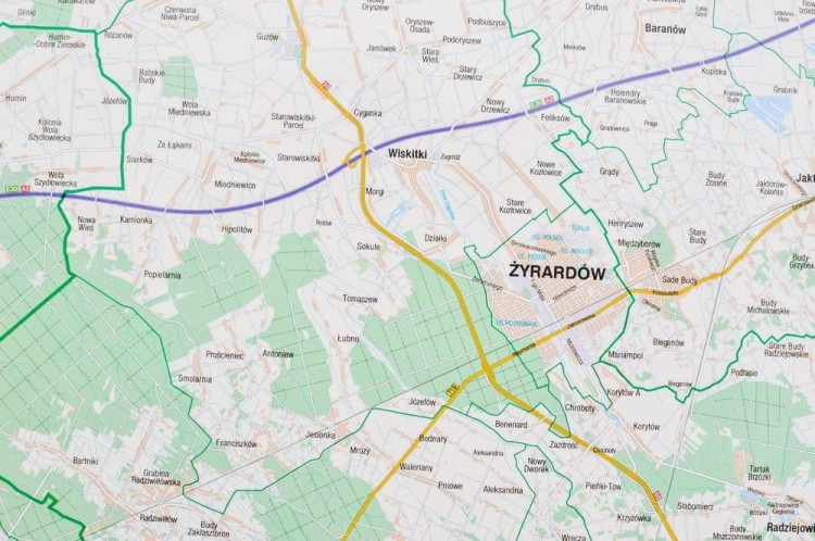 Okolice Warszawy / Warszawa i okolice. Mapa magnetyczna. Rama alu SLIM. Fragment 2