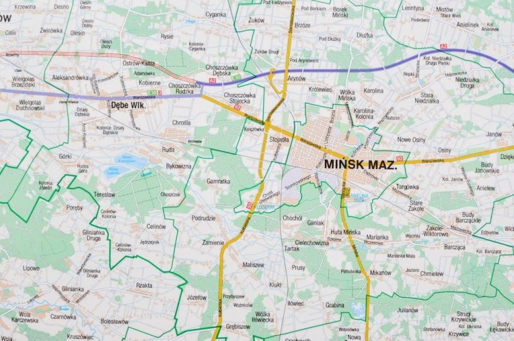 Okolice Warszawy / Warszawa i okolice. Mapa magnetyczna. Rama alu SLIM. Fragment 3