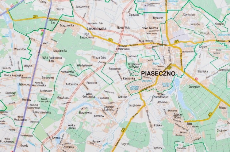Okolice Warszawy / Warszawa i okolice. Mapa magnetyczna. Rama alu SLIM. Fragment 4