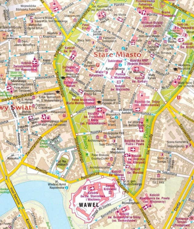 Kraków. Przewodnik wydawnictwa Gauss. Mapa - fragment