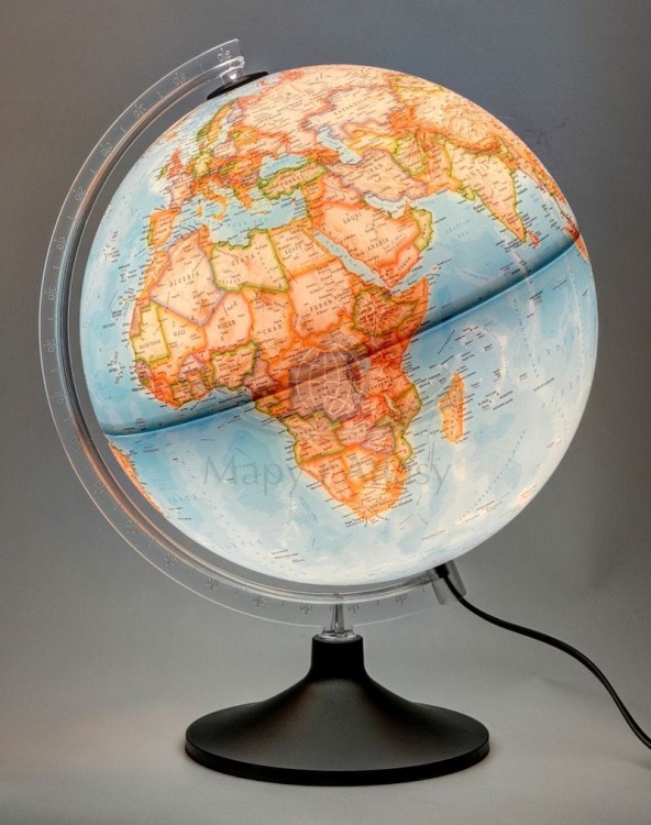 Globus Carbon 30 cm. Wersja klasyczna. Podświetlany. National Geographic. Po podświetleniu