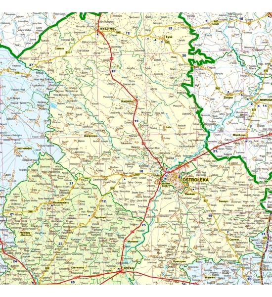 Województwo mazowieckie. Arkusz, mapa ścienna administracyjno-drogowa wydawnictwa EkoGraf. Fragment 1