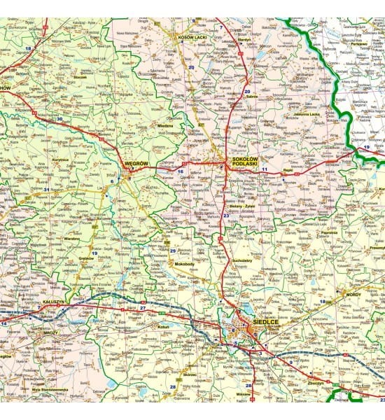 Województwo mazowieckie. Arkusz, mapa ścienna administracyjno-drogowa wydawnictwa EkoGraf. Fragment 3