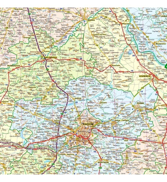 Województwo mazowieckie. Arkusz, mapa ścienna administracyjno-drogowa wydawnictwa EkoGraf. Fragment 4