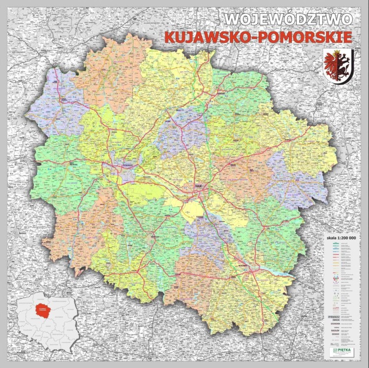 Województwo kujawsko-pomorskie 1:200 000. Mapa administracyjno-drogowa magnetyczna