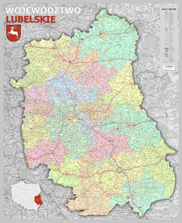 Województwo lubelskie 1:200 000. Mapa administracyjno-drogowa do wpinania