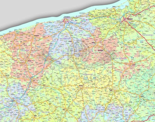 Województwo zachodniopomorskie 1:210 000. Mapa administracyjno-drogowa do wpinania. Fragment 1