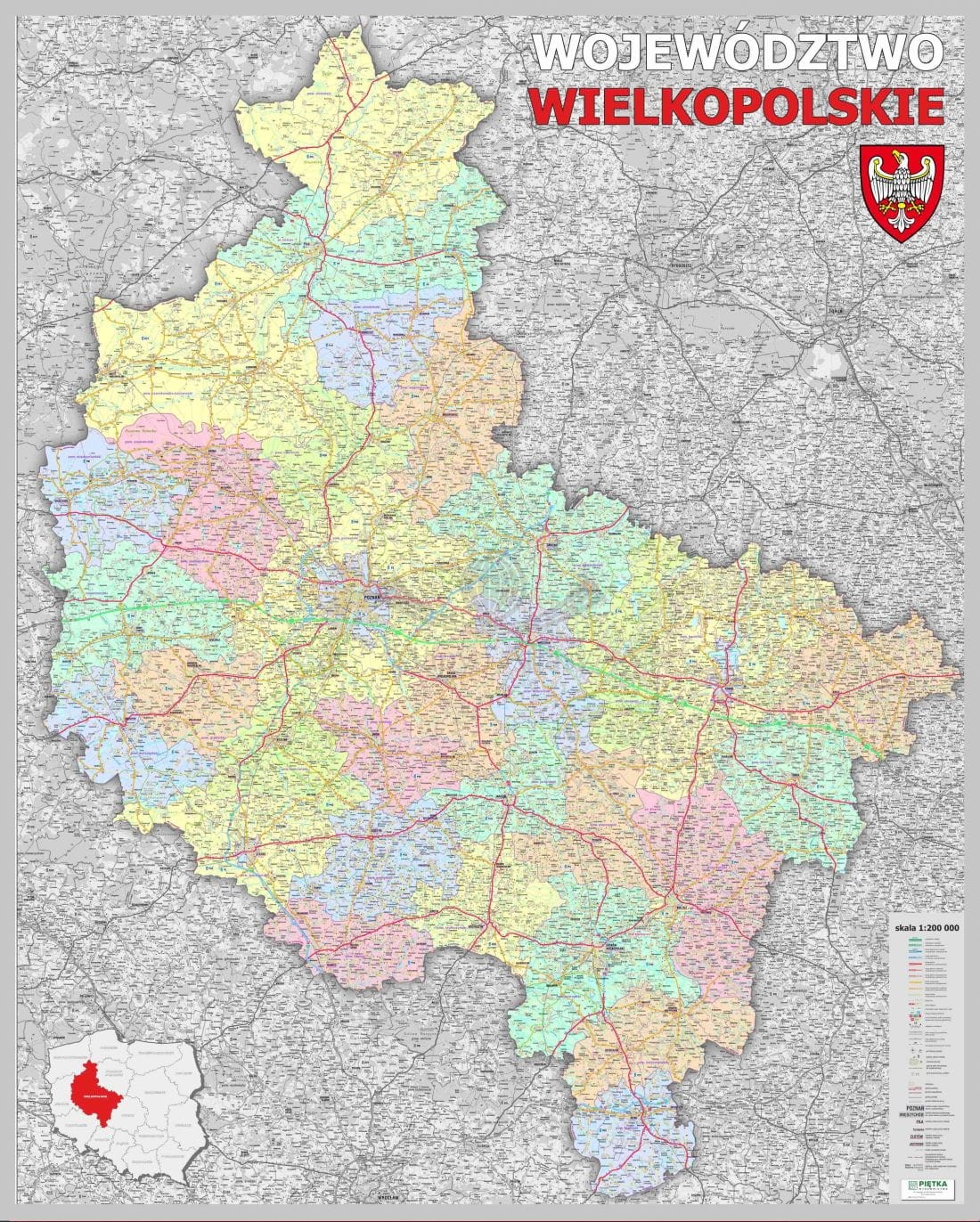 Województwo wielkopolskie 1:200 000. Mapa administracyjno-drogowa do wpinania. Wyd. 2026