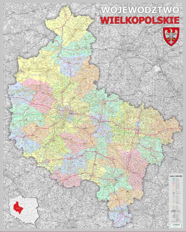 Województwo wielkopolskie 1:200 000. Mapa administracyjno-drogowa do wpinania