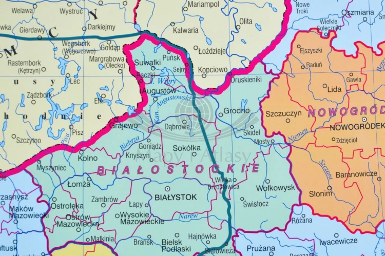 Rzeczpospolita Polska. Dwustronna mapa ścienna historyczna wydawnictwa Demart. Strona 1 - fragment 2