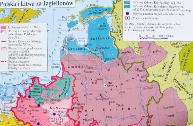 Rzeczpospolita Polska. Dwustronna mapa ścienna historyczna wydawnictwa Demart. Strona 1 - fragment 4