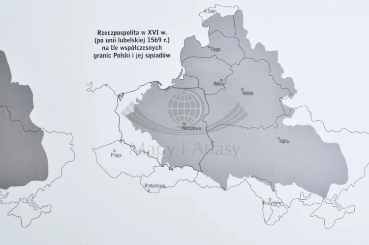 Rzeczpospolita Polska. Dwustronna mapa ścienna historyczna wydawnictwa Demart. Strona 2 - fragment 1