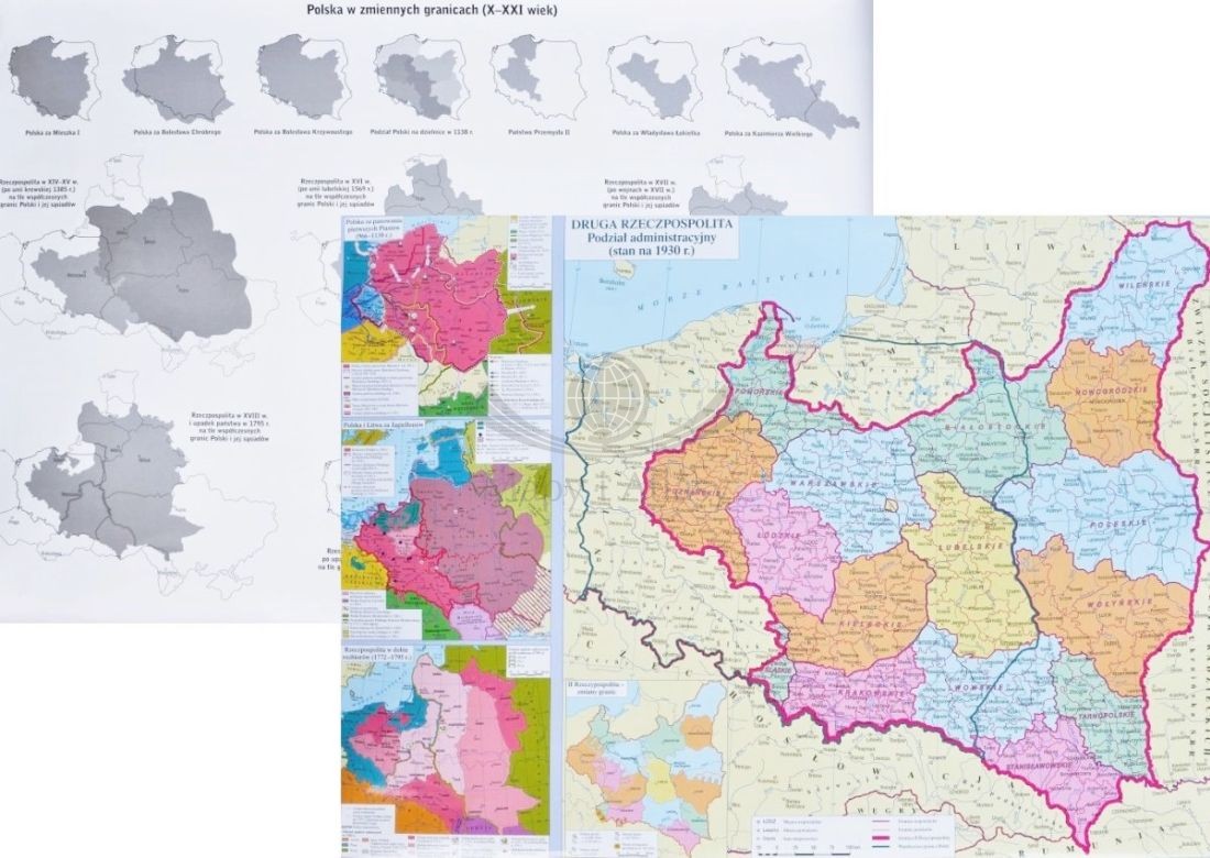 Rzeczpospolita Polska. Dwustronna mapa ścienna historyczna . Demart
