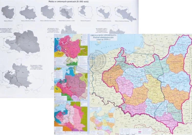 Rzeczpospolita Polska. Dwustronna mapa ścienna historyczna wydawnictwa Demart