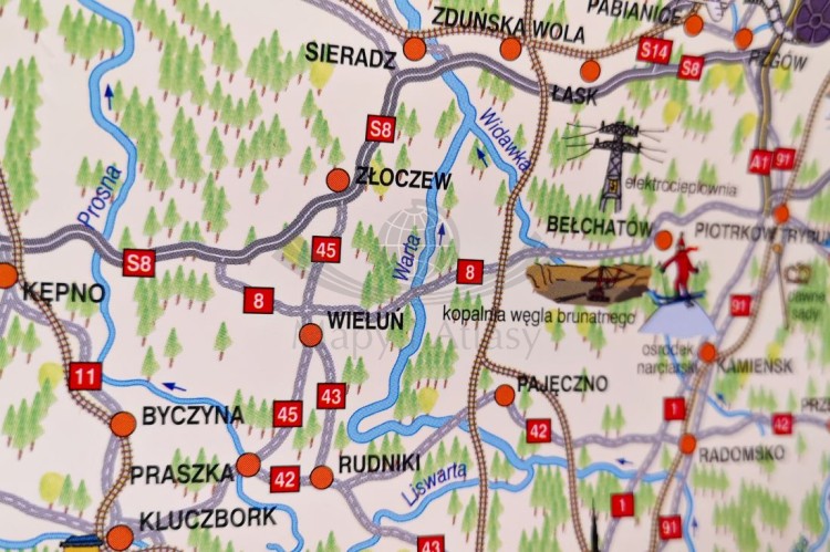 Polska Junior. Mapa ścienna dla dzieci. Plansza edukacyjna wydawnictwa Demart. Fragment 2
