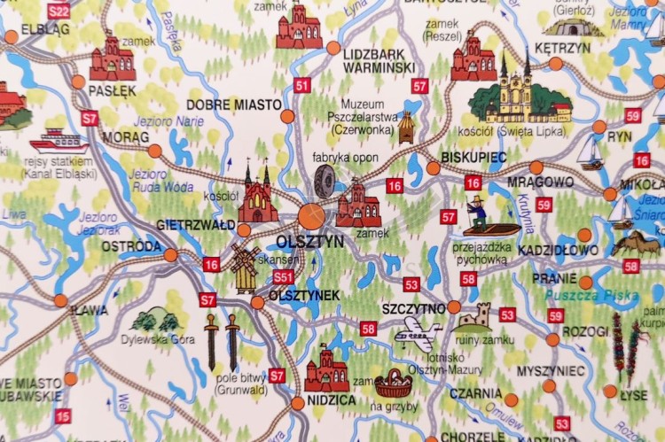 Polska Junior. Mapa ścienna dla dzieci. Plansza edukacyjna wydawnictwa Demart. Fragment 4