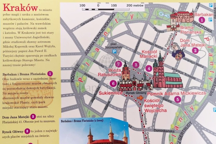 Polska Junior. Mapa ścienna dla dzieci. Plansza edukacyjna wydawnictwa Demart. Plan miasta - fragment