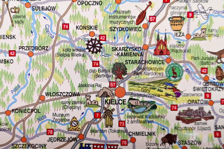 Polska Junior. Mapa ścienna dla dzieci. Plansza edukacyjna wydawnictwa Demart. Fragment 1