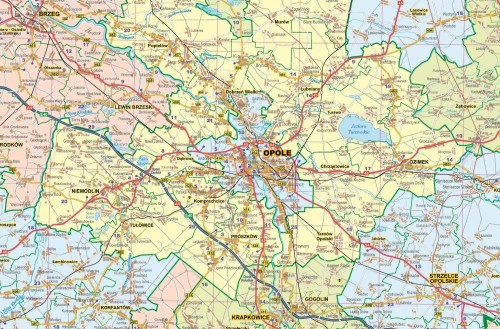 Województwo opolskie i śląskie 1:150 000. Mapa ścienna administracyjno-drogowa wydawnictwa Eko-Graf. Fragment 1