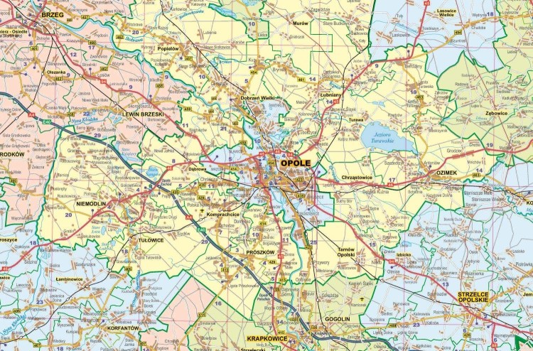 Województwo opolskie i śląskie 1:150 000. Mapa ścienna administracyjno-drogowa wydawnictwa Eko-Graf. Fragment 1