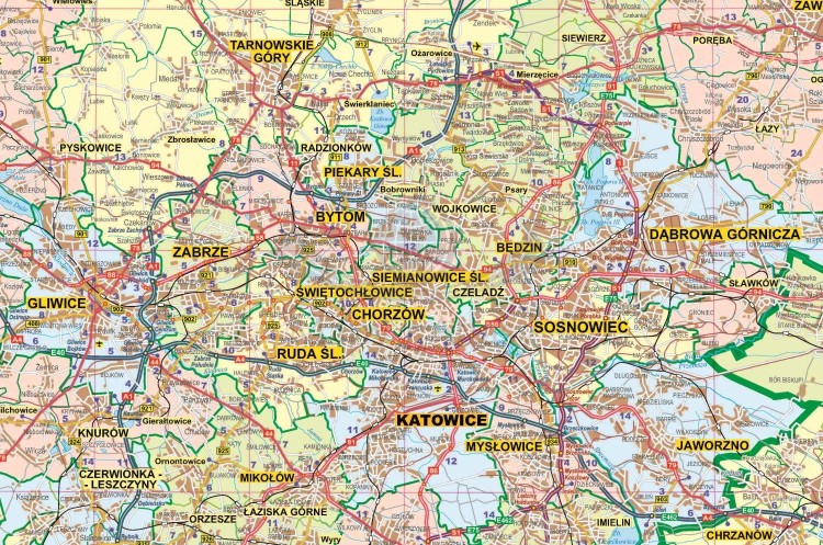 Województwo opolskie i śląskie 1:150 000. Mapa ścienna administracyjno-drogowa wydawnictwa Eko-Graf. Fragment 2