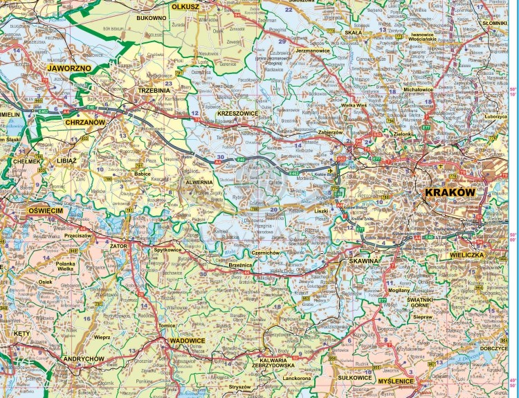 Województwo opolskie i śląskie 1:150 000. Mapa ścienna administracyjno-drogowa wydawnictwa Eko-Graf. Fragment 7