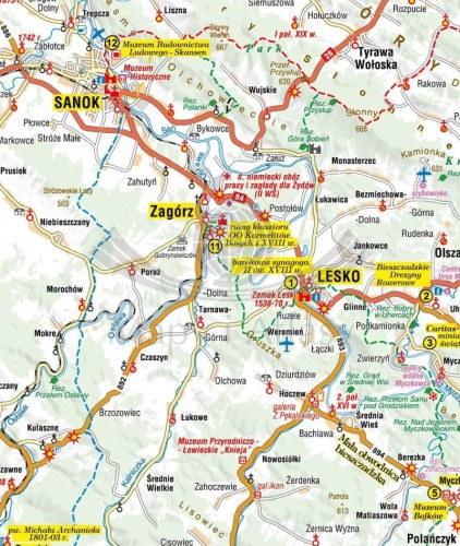 Bieszczady ,,Naj" 1:225 000. Laminowana mapa samochodowo-turystyczna wydawnictwa Compass. Fragment 1