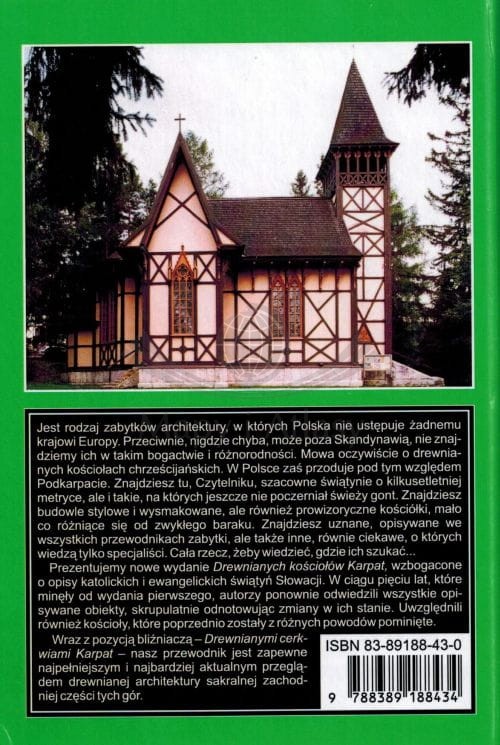 Kościoły drewniane Karpat. Polska i Słowacja. Przewodnik wydawnictwa Rewasz. Okładka tył
