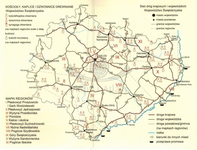 Województwo świętokrzyskie. Kościoły, kaplice i dzwonnice drewniane. Przewodnik wydawnictwa Rewasz. Mapa z wnętrza okładki