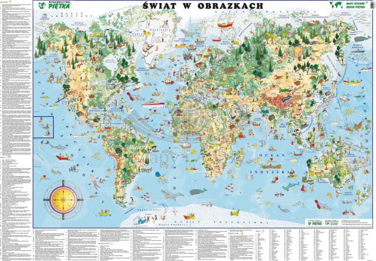 Świat w obrazkach. Mapa ścienna dla dzieci. Wydawnictwo Piętka
