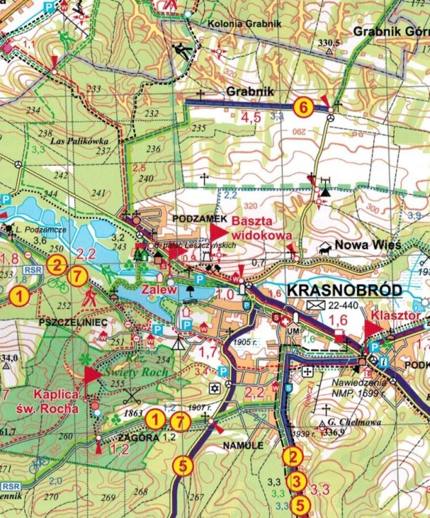 Roztocze. Przewodnik po trasach rowerowych + 8 map turystycznych. Fragment przykładowej mapy 3