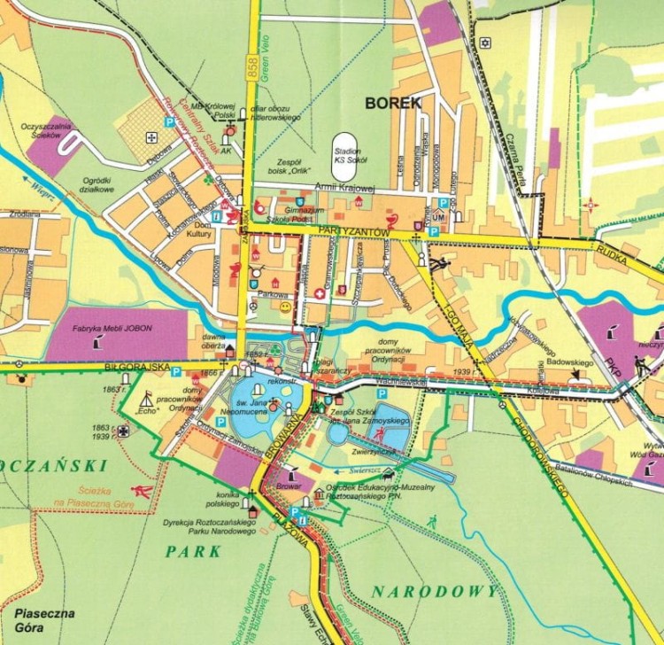 Roztocze. Przewodnik po trasach rowerowych + 8 map turystycznych. Fragment przykładowego planu miasta