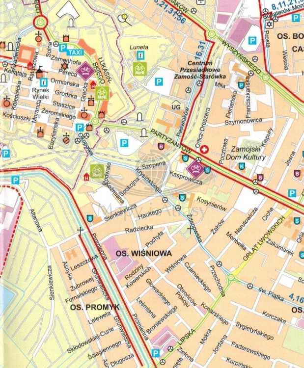 Zamość 1:12 000. Mapa / plan miasta. Fragment 1
