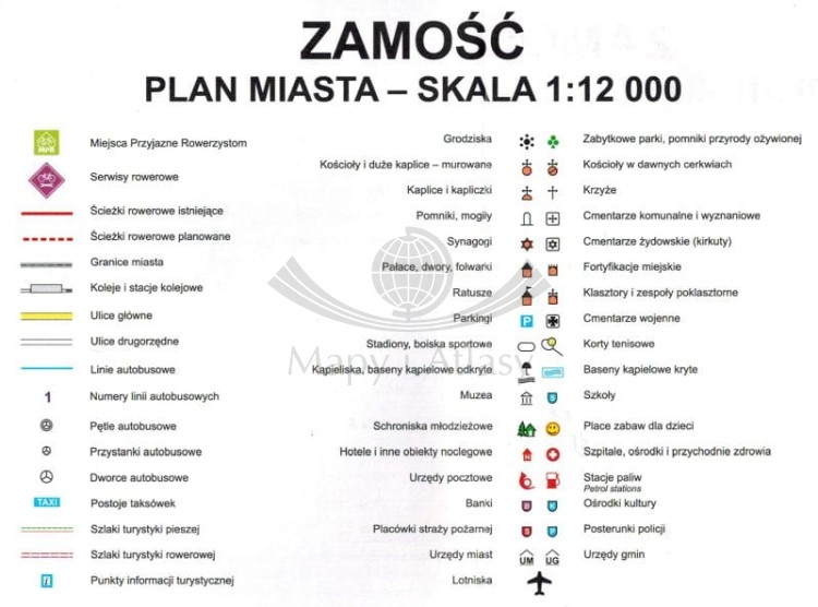 Zamość 1:12 000. Mapa / plan miasta. Legenda