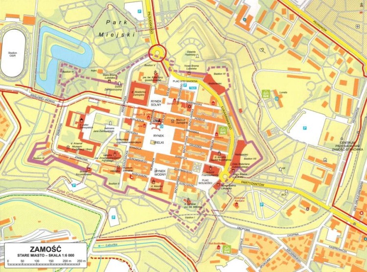 Zamość 1:12 000. Mapa / plan miasta. Plan starówki