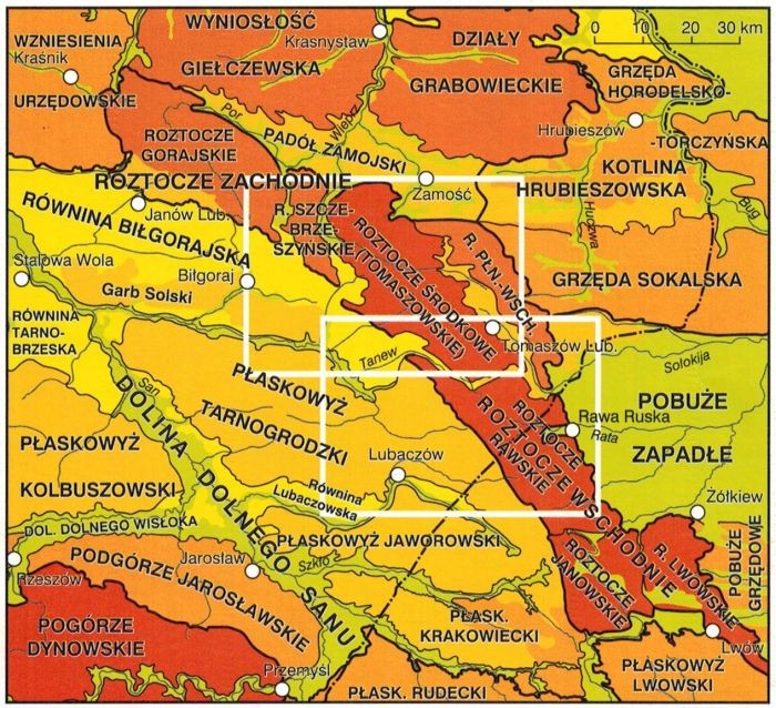 Roztocze Środkowe i Wschodnie 1:60 000. Mapa turystyczna. Zasięg