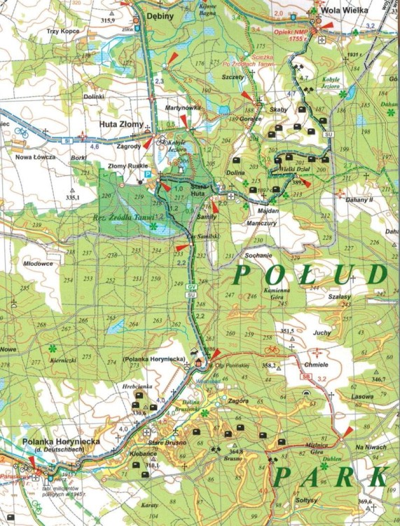 Roztocze Środkowe i Wschodnie 1:60 000. Mapa turystyczna. Fragment 2