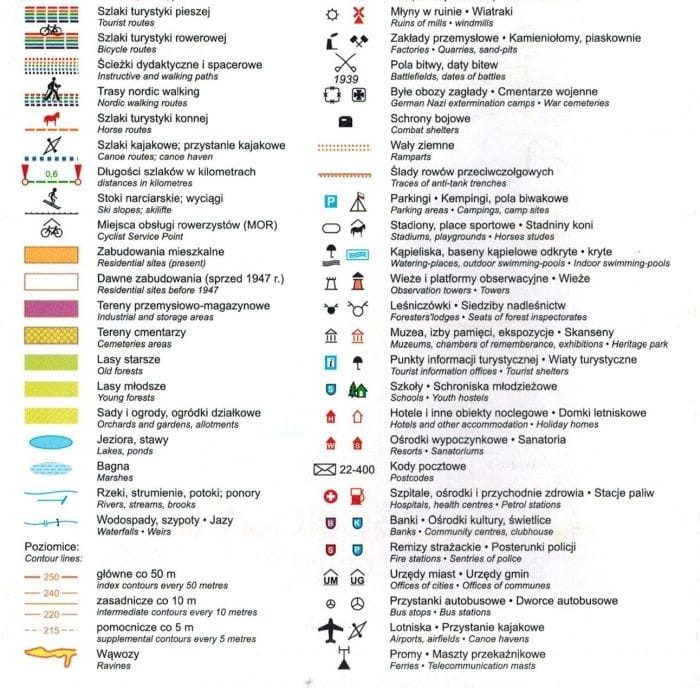 Roztocze Środkowe i Wschodnie 1:60 000. Mapa turystyczna. Legenda 2