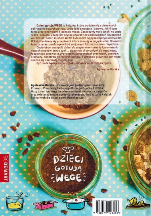 Dzieci gotują - wege. Książka kucharska wydawnictwa Demart. Okładka tył