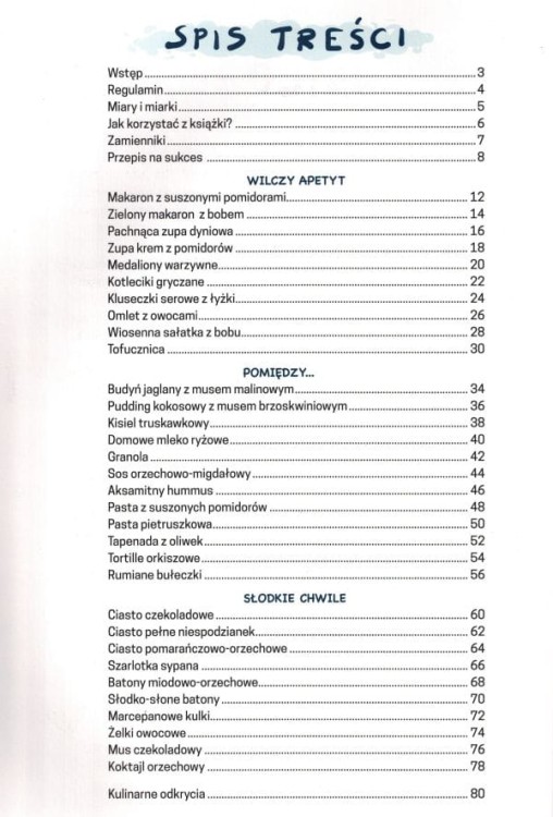 Dzieci gotują - wege. Książka kucharska wydawnictwa Demart. Spis treści