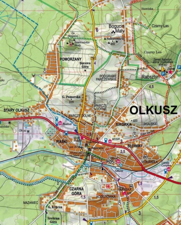 Jura Krakowsko-Częstochowska, część południowa. Laminowana mapa turystyczna wydawnictwa ExpressMap. Fragment 1