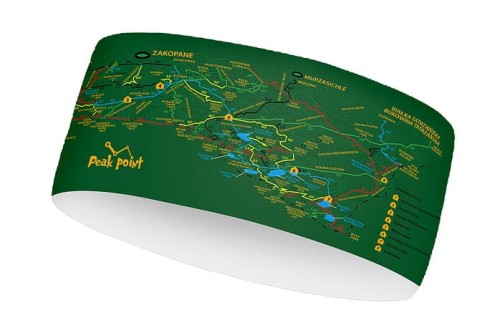 Tatry - mapa. Opaska z nadrukiem. Peak Point. Kolor zielony