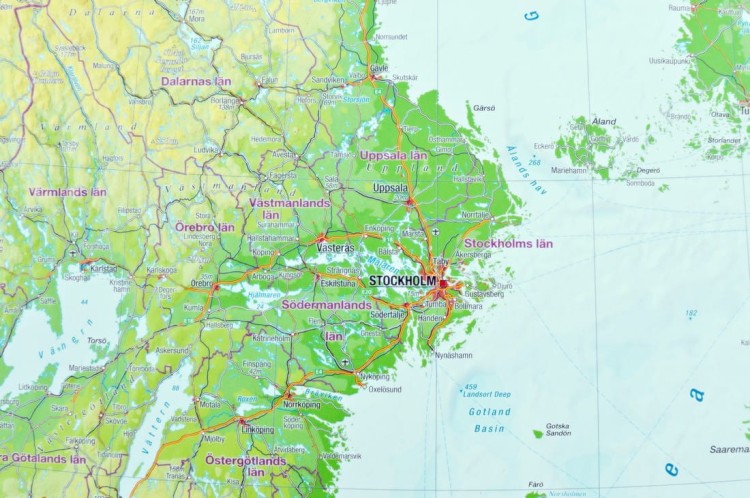 Skandynawia 1:2 800 000. Fizyczna mapa 3D, plastyczna (trójwymiarowa). Producent: Georelie. Fragment 1