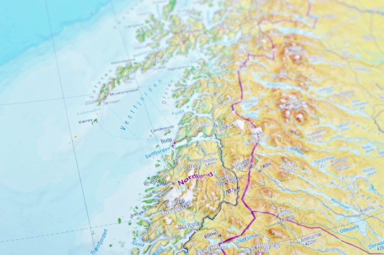 Skandynawia 1:2 800 000. Fizyczna mapa 3D, plastyczna (trójwymiarowa). Producent: Georelie. Fragment 6