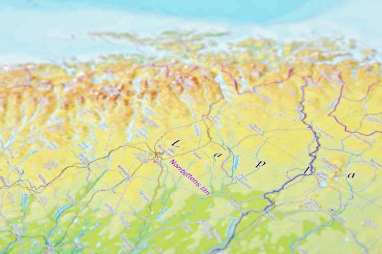 Skandynawia 1:2 800 000. Fizyczna mapa 3D, plastyczna (trójwymiarowa). Producent: Georelie. Fragment 11