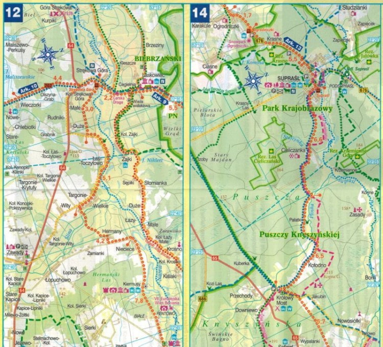 Podlaskie - południe. Wodoodporna mapa rowerowa z serii "Nie tylko Green Velo"  wydawnictwa Euro Pilot. Fragment 1
