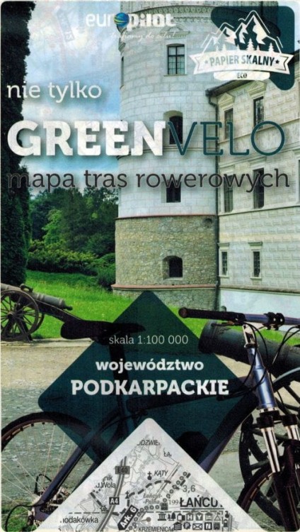Podkarpackie. Wodoodporna mapa rowerowa z serii "Nie tylko Green Velo"  wydawnictwa Euro Pilot. Okładka