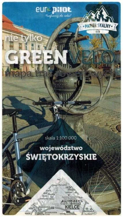 Świętokrzyskie. Wodoodporna mapa rowerowa z serii "Nie tylko Green Velo"  wydawnictwa Euro Pilot. Okładka