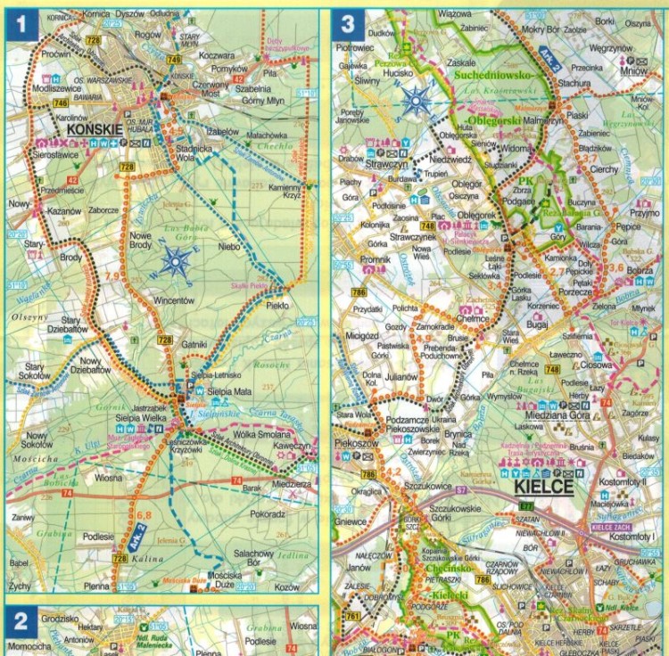 Świętokrzyskie. Wodoodporna mapa rowerowa z serii "Nie tylko Green Velo"  wydawnictwa Euro Pilot. Fragment 1
