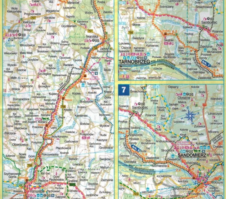 Świętokrzyskie. Wodoodporna mapa rowerowa z serii "Nie tylko Green Velo"  wydawnictwa Euro Pilot. Fragment 2